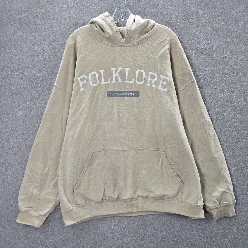 Taylor‎ Swift Women Sweatshirts XL Beige Oversized Hoodie Folklore Album READ